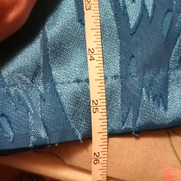 Women's N Touch Size XL Bright Blue Sheer Satin Button Up Long Sleeve Blouse - Picture 9 of 10